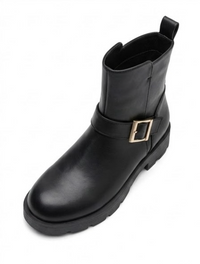 Primark Black Chunky Ankle Boots with Buckle Strap