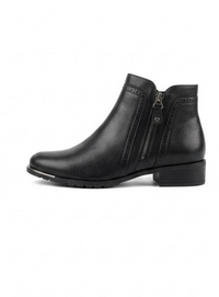Pavers Black Brogue Ankle Boots with Silver Toe Trim