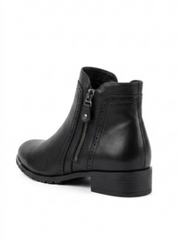 Pavers Black Brogue Ankle Boots with Silver Toe Trim