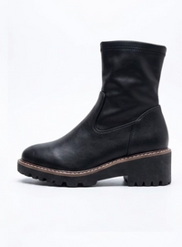 Linzi Black Chunky Pull-On Ankle Boots