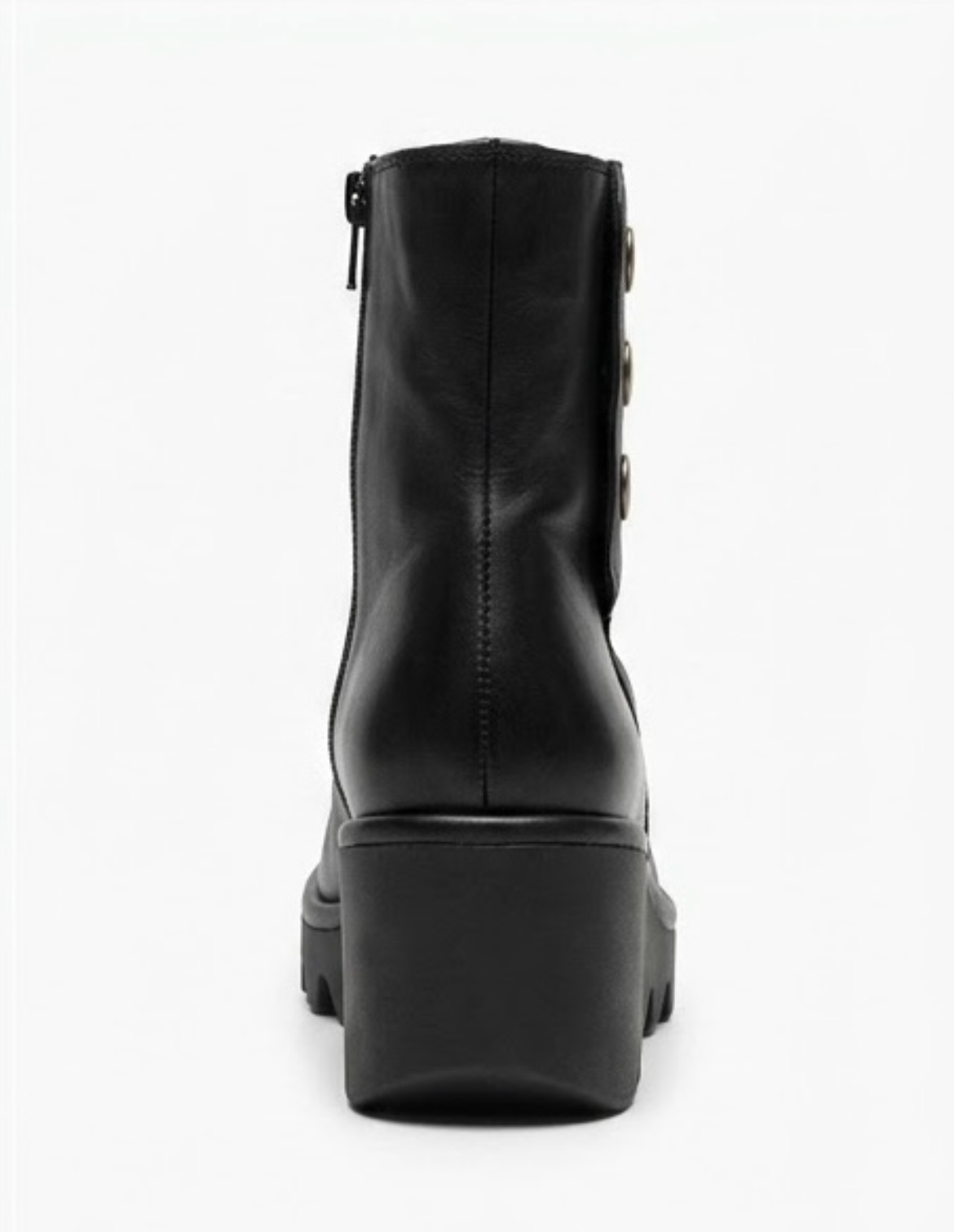 Fly London Black Leather Wedge Ankle Boots with Stud Detail
