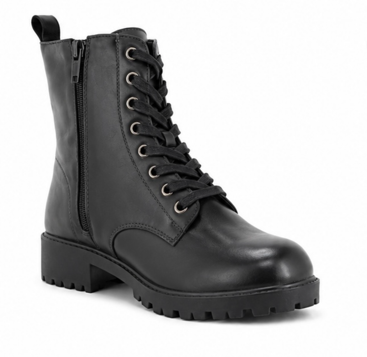 Pretty Little Thing Black Lace-Up Combat Ankle Boots