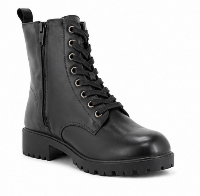 Pretty Little Thing Black Lace-Up Combat Ankle Boots