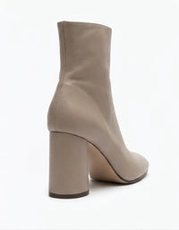 River Island Beige Round Block Heel Ankle Boots