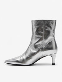 River Island Silver Metallic Kitten Heel Ankle Boots