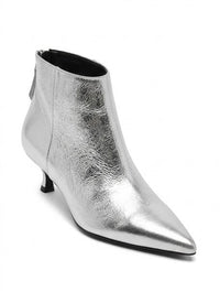 TU Silver Metallic Kitten Heel Ankle Boots