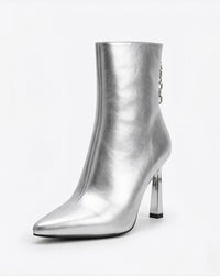 Primark Silver Metallic Stiletto Ankle Boots
