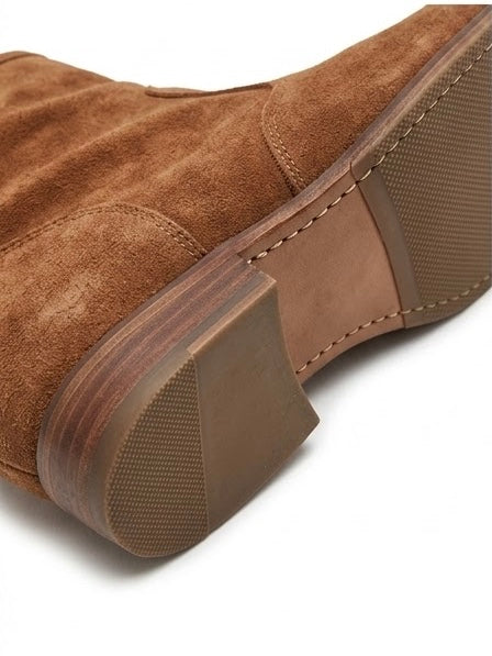 Brown Suede-Effect Back Zip Ankle Boots