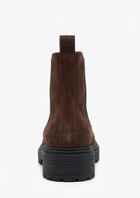 Papaya Brown Suede-Effect Chunky Chelsea Boots