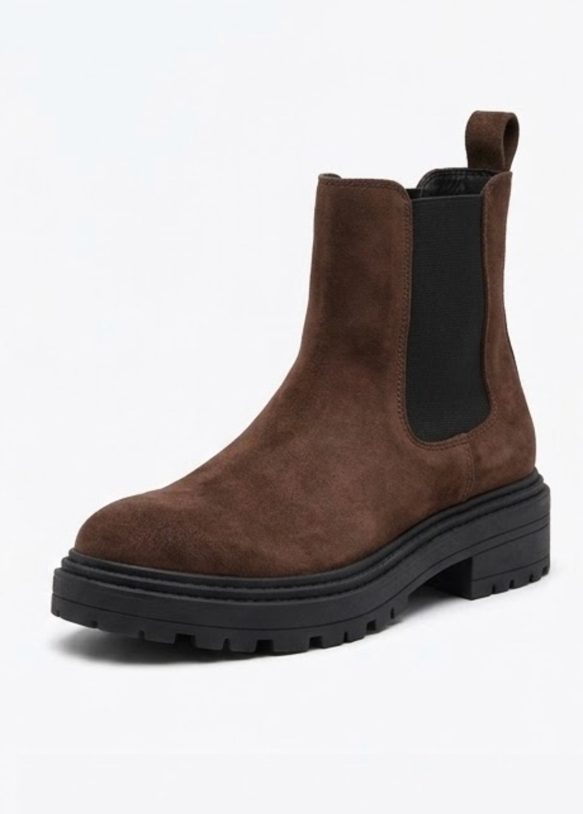 Papaya Brown Suede-Effect Chunky Chelsea Boots