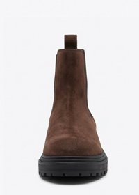 Papaya Brown Suede-Effect Chunky Chelsea Boots