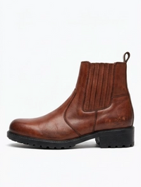 Lotus Brown Chelsea Ankle Boots with Cleated Sole