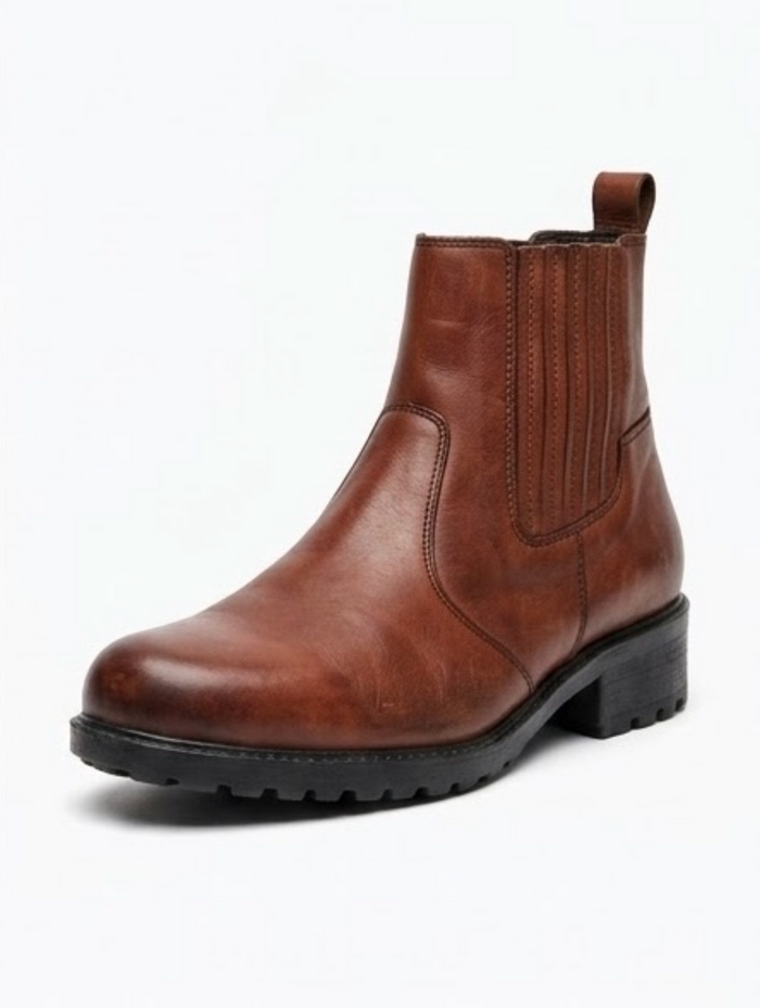 Lotus Brown Chelsea Ankle Boots with Cleated Sole