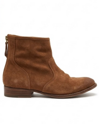 Brown Suede-Effect Back Zip Ankle Boots