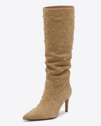Primark Camel Suede-Effect Studded Stiletto Knee-High Boots