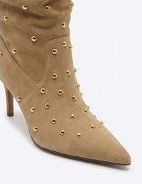 Primark Camel Suede-Effect Studded Stiletto Knee-High Boots