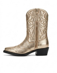 River Island Gold Metallic Embroidered Western Boots