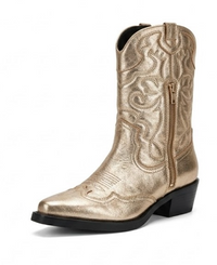 River Island Gold Metallic Embroidered Western Boots