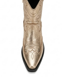River Island Gold Metallic Embroidered Western Boots