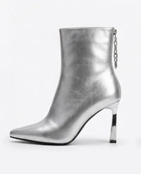 Primark Silver Metallic Stiletto Ankle Boots