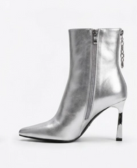 Primark Silver Metallic Stiletto Ankle Boots
