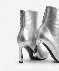 Primark Silver Metallic Stiletto Ankle Boots