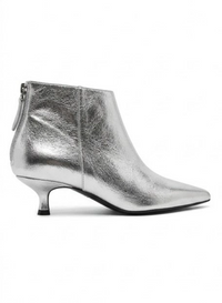 TU Silver Metallic Kitten Heel Ankle Boots