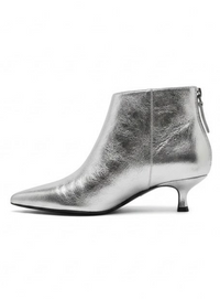 TU Silver Metallic Kitten Heel Ankle Boots