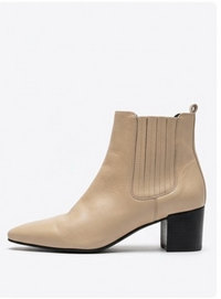Monsoon Beige Square Toe Block Heel Chelsea Boots
