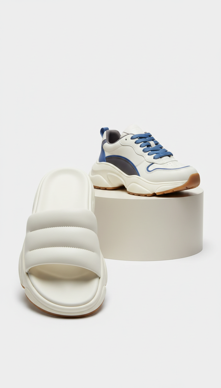 Chalk White luxury slide sandal