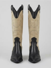 Primark Beige and Black Western Block Heel Knee-High Boots