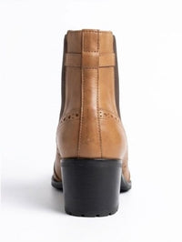 Monsoon Tan Brogue Block Heel Chelsea Ankle Boots
