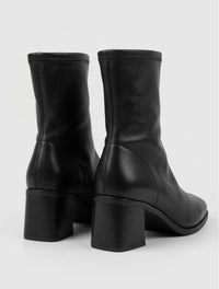 Papaya Black Square Toe Block Heel Ankle Boots