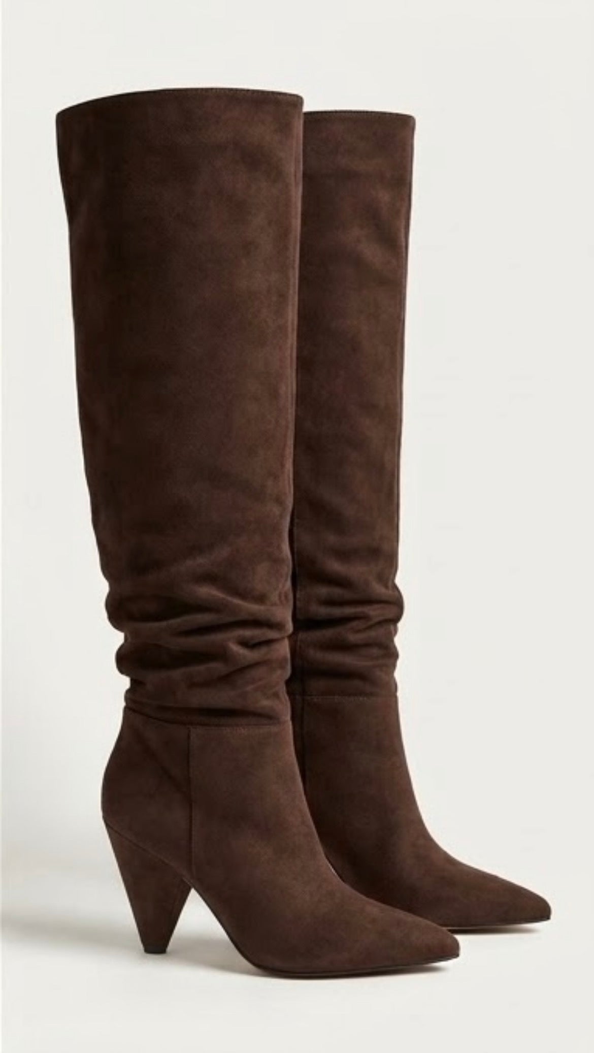 Friends Like These Brown Suede-Effect Slouch Cone Heel Boots