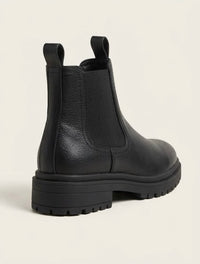Papaya Black Textured Chelsea Boots