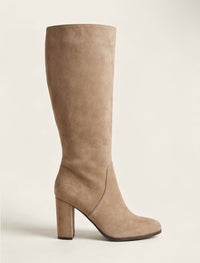 Primark Camel Suede Knee-High Block Heel Boots