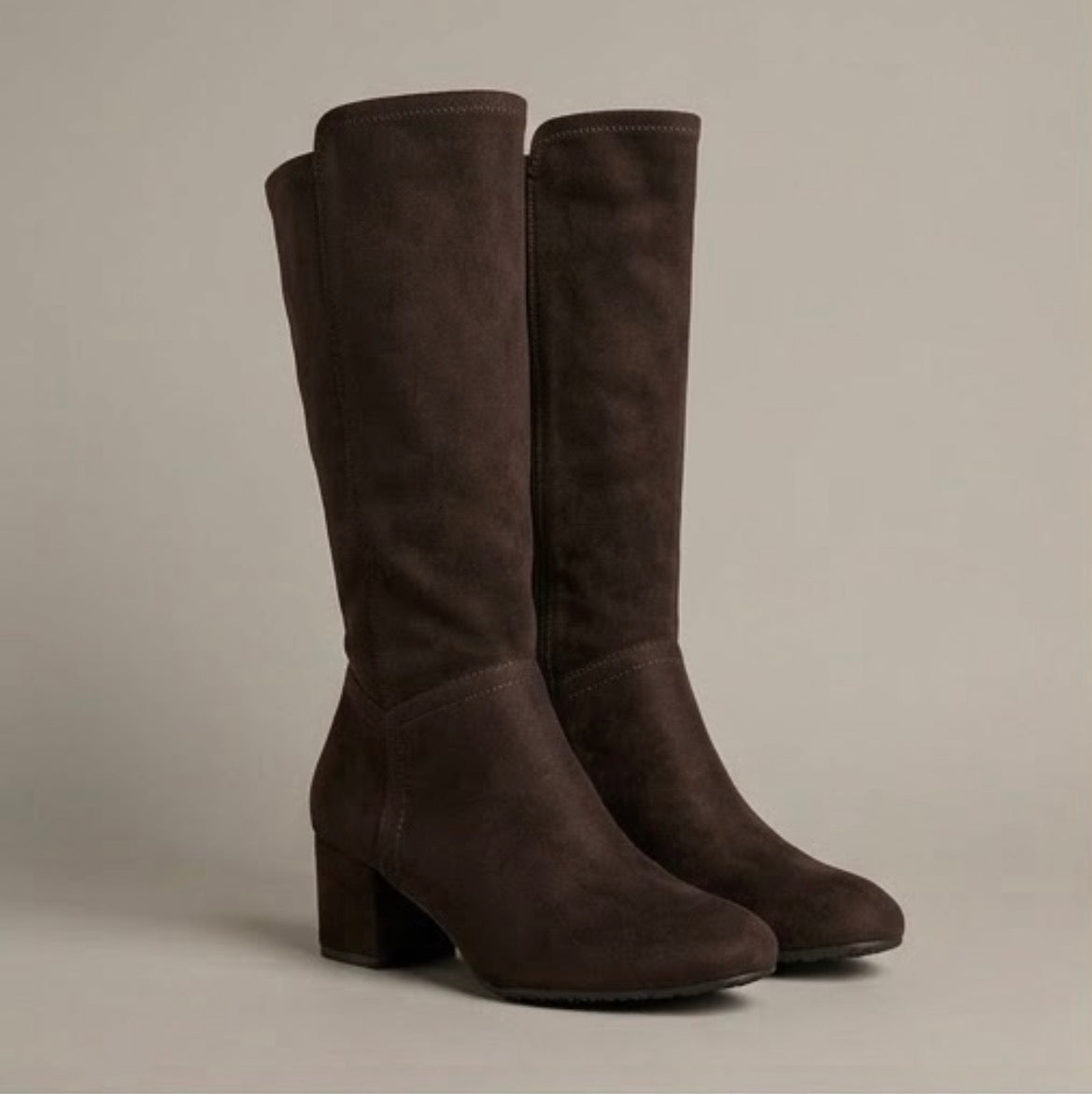 George Brown Suede-Effect Knee-High Block Heel Boots