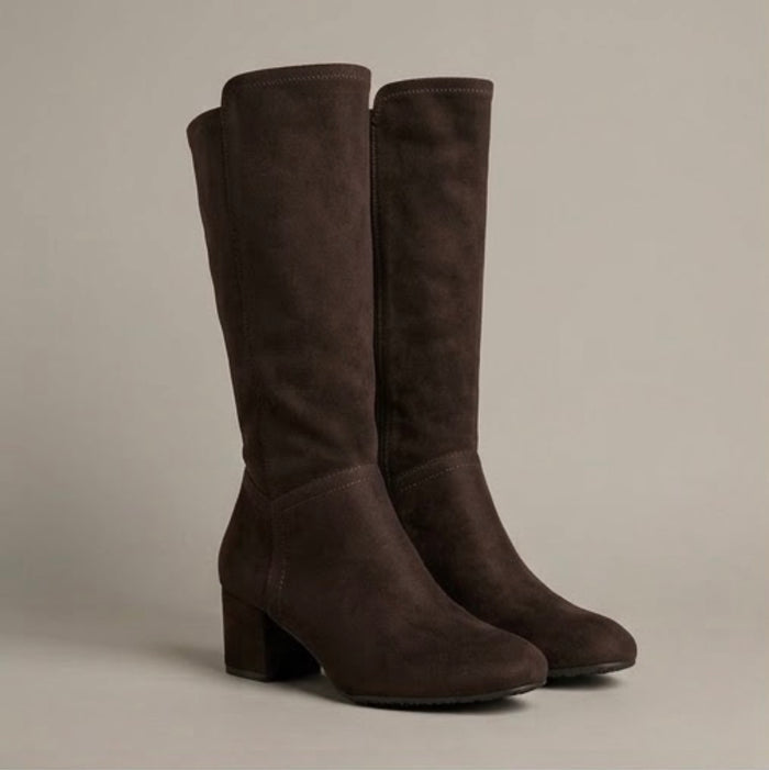 George Brown Suede-Effect Knee-High Block Heel Boots