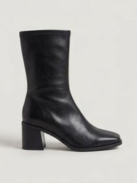 Papaya Black Square Toe Block Heel Ankle Boots