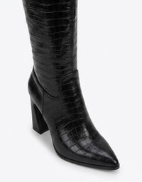 Rita Ora x Primark Black Croc-Effect Pointed Toe Over-the-Knee Heeled Boots