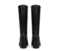 Boohoo Black Chunky Platform Block Heel Knee-High Boots