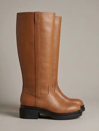 Boohoo Tan Chunky Sole Knee-High Boots