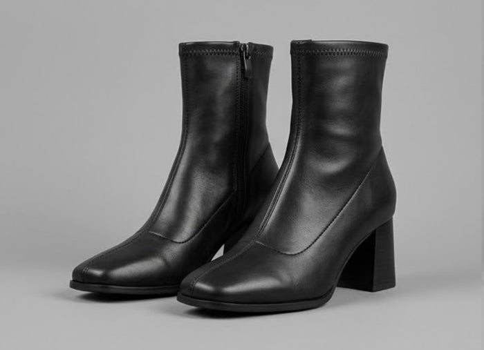 Primark Black Square Toe Block Heel Ankle Boots