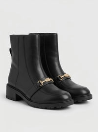River Island Black Chain Trim Loafer Ankle Boots