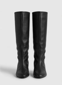 Pretty Little Thing Black Knee-High Kitten Heel Boots