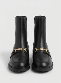 River Island Black Chain Trim Loafer Ankle Boots