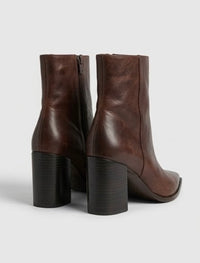 Mint Velvet Brown Pointed Block Heel Ankle Boots