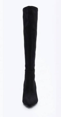 Peacocks Black Suede-Effect Over-the-Knee Heeled Boots