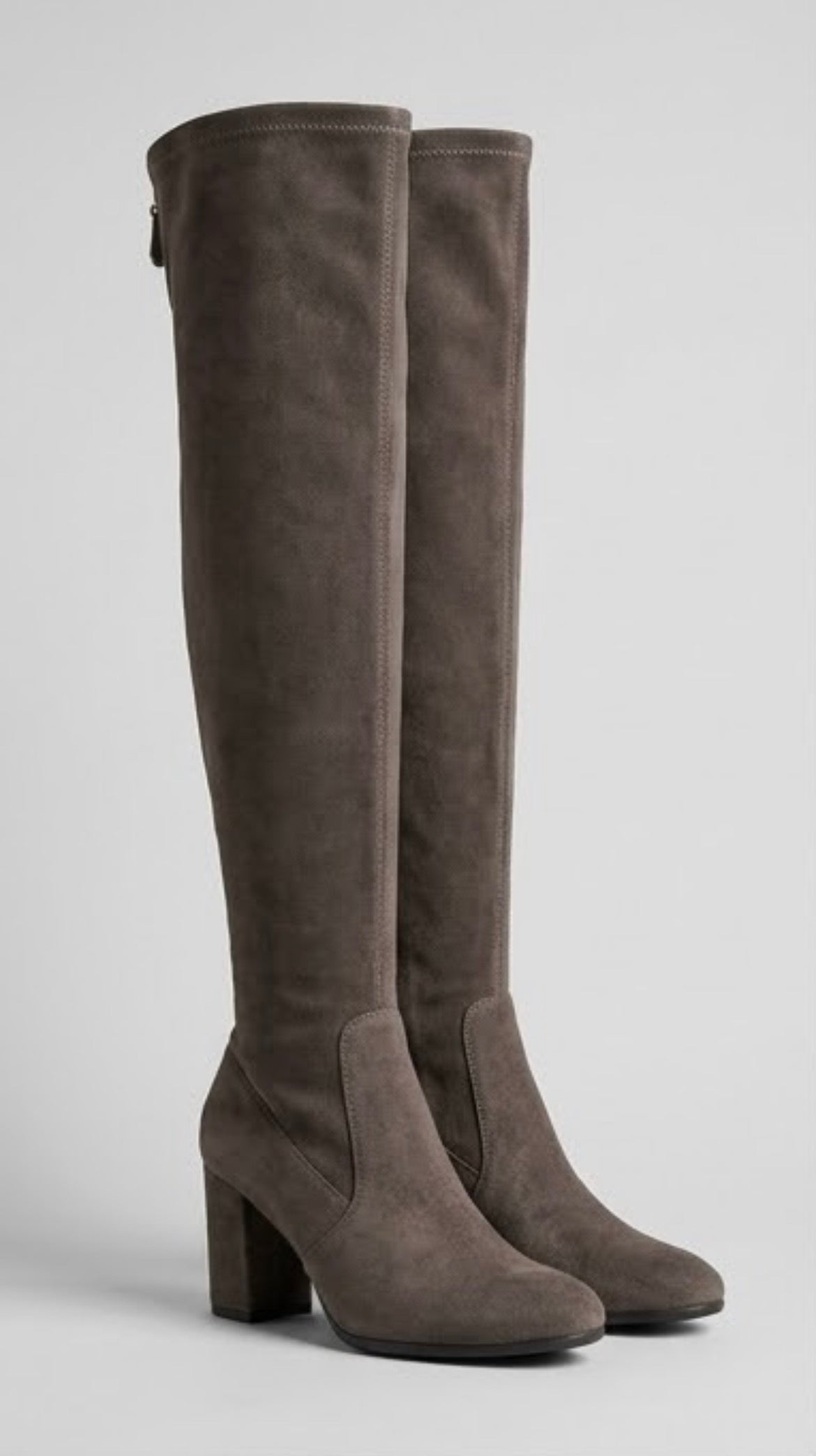 Primark Grey Suede-Effect Over-the-Knee Block Heel Boots