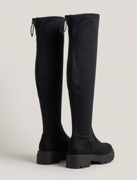 Primark Black Over-the-Knee Stretch Chunky Sole Boots